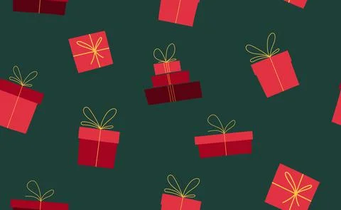 Seamless pattern with red Christmas gift boxes. 库存插图