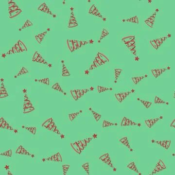 Seamless pattern red Christmas tree made from ribbons. New year vector イラスト素材