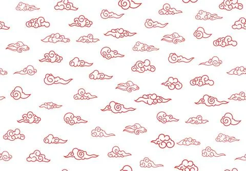 Seamless pattern of red clouds in Chinese style Stock Illustration