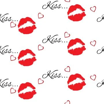 Seamless pattern with red color lips Stock Illustration