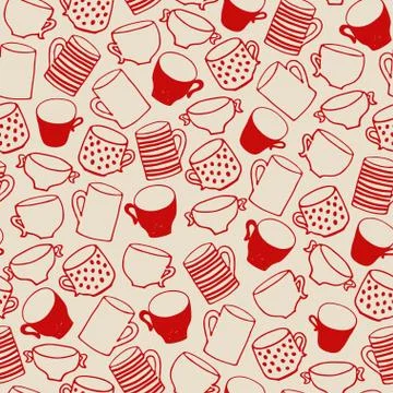 Seamless pattern of red cups Stock Illustration