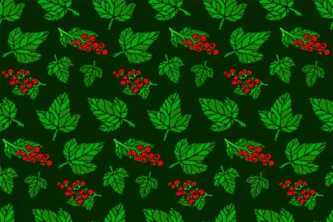 Seamless pattern with red currant and green leaves Stock Illustration