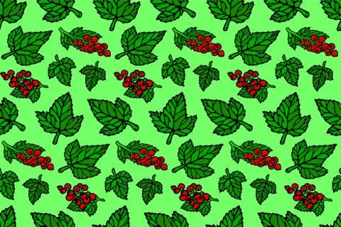 Seamless pattern with red currant Stock Illustration