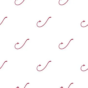 Seamless pattern with red devil tails on white background. Cartoon style. Vector Stock Illustration