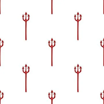 Seamless pattern with red devil tridents. Hell concept. Vector illustration. 스톡 일러스트