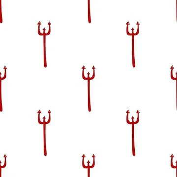 Seamless pattern with red devil tridents. Hell concept. Vector illustration. Illustrazione stock