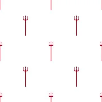 Seamless pattern with red devil tridents on white background. Hell concept.  Stock Illustration