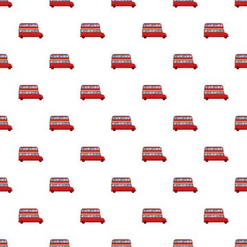 Seamless pattern with red double decker london bus Stock Illustration
