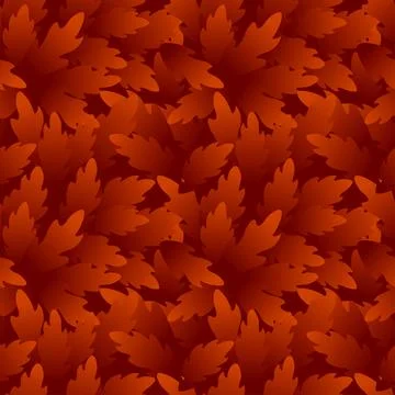 Seamless pattern red dry leaves repeating wallpaper for design. Stock Illustration