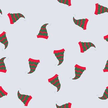 Seamless pattern red elf santa hat cartoon vector Illustrazione stock