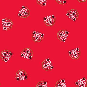 Seamless pattern red farm barn building representing agriculture and rural li Stock Illustration
