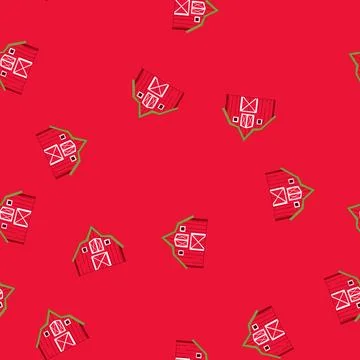 Seamless pattern red farm barn building representing agriculture and rural li Stock Illustration