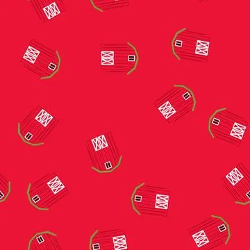 Seamless pattern red farm barn building representing rural agriculture Stock Illustration