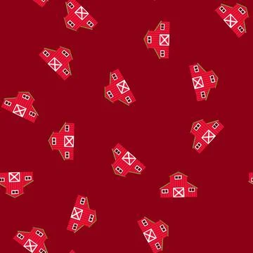 Seamless pattern red farm barn building representing rural agriculture Illustrazione stock