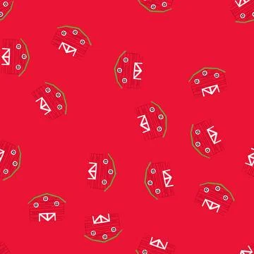 Seamless pattern red farm barn house rural building Stock Illustration