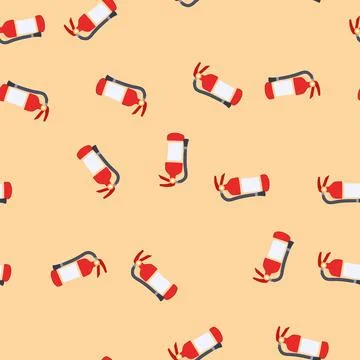 Seamless pattern red fire extinguisher cartoon vector Stock Illustration