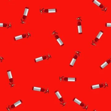 Seamless pattern red fire extinguisher cartoon vector Stock Illustration