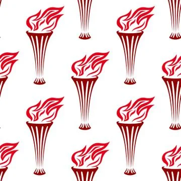 Seamless pattern of a red flaming torches Stock Illustration