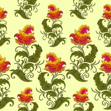 Seamless pattern with red flower Stock Illustration