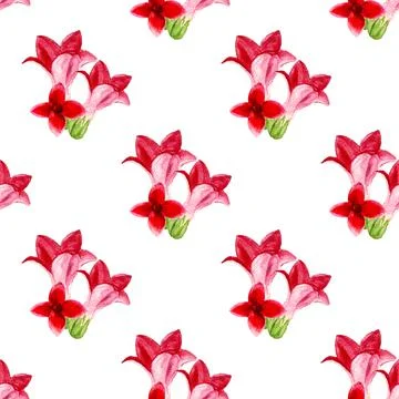 Seamless pattern with red flower Stock Illustration