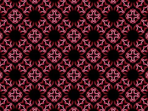 Seamless pattern with red flowers on black background Stock Illustration