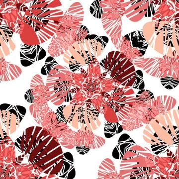 Seamless pattern with red flowers buds Stock Illustration