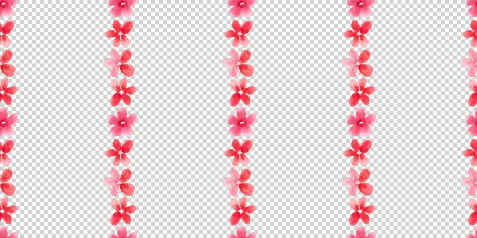 Seamless pattern of red flowers, hand drawn watercolor on white background Illustrazione stock