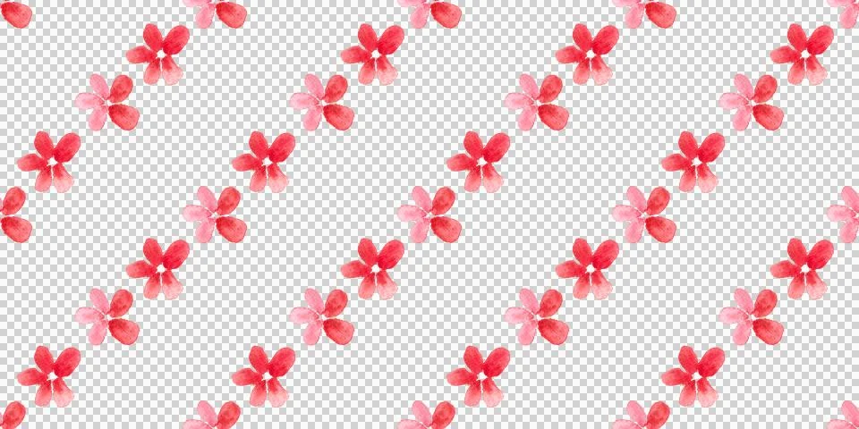 Seamless pattern of red flowers, hand drawn watercolor on white background Stock Illustration