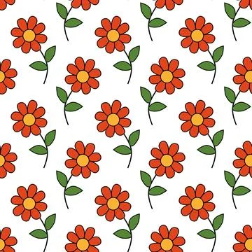 Seamless pattern with red flowers. Spring and summer floral background Stock Illustration