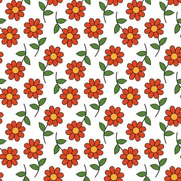 Seamless pattern with red flowers. Spring and summer floral background Stock Illustration