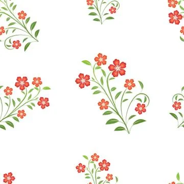 Seamless pattern with  red flowers. Vector floral pattern. Stock Illustration