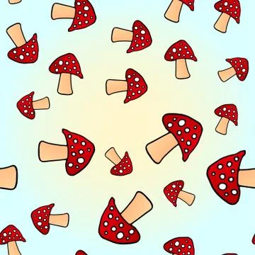 Seamless pattern with red fly agarics. Stock Illustration
