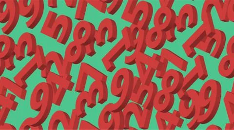 Seamless pattern red flying numbers Stock Illustration