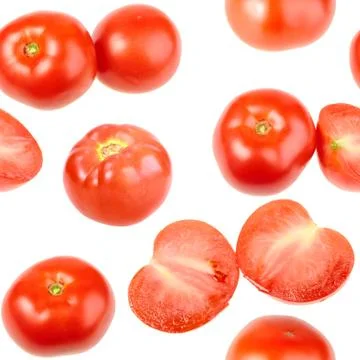 Seamless pattern with red fresh tomatos Stock Photos