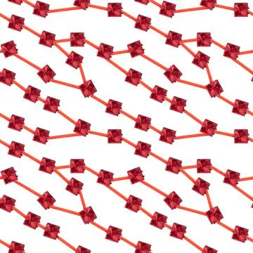 Seamless pattern with a red gift with a bow. Stock Illustration