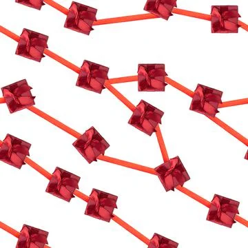 Seamless pattern with a red gift with a bow. Stock Illustration