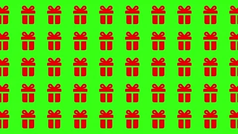 Seamless Pattern of Red Gift Box Icons on Green Background for 2025 Stock Footage 344909810