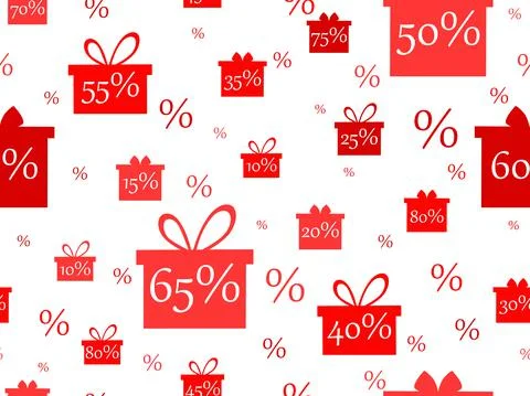 Seamless pattern with red gift boxes on a white background. Gift boxes Illustrazione stock