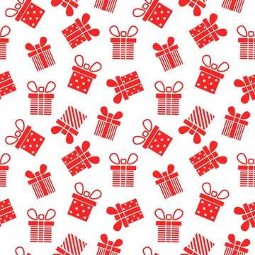 Seamless pattern with red Gift boxes. Vector illustration Stock Illustration