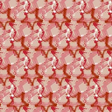 Seamless pattern red graffiti star, paint textured background Stock Illustration