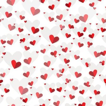 Seamless pattern red grey hearts on white Stock Illustration
