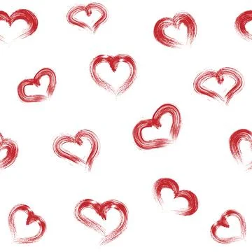Seamless pattern of red grunge hearts hand drawn. Vector illustration イラスト素材