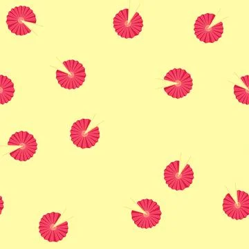 Seamless pattern red hand fan cartoon vector Stock Illustration