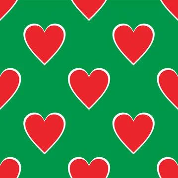 Seamless pattern with red heart icon vector. Stock Illustration