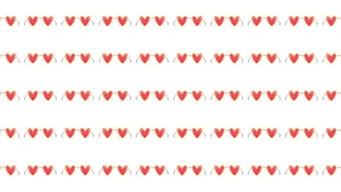 Seamless Pattern of Red Heart Shaped Sunglasses on White Background for Stock Footage 345539877