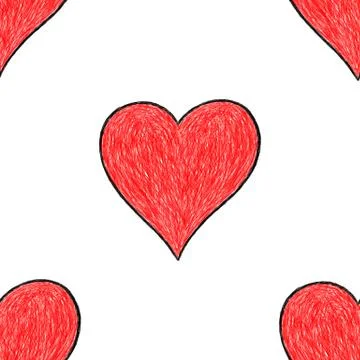 Seamless pattern with red heart sign Illustrazione stock