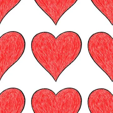Seamless pattern with red heart sign Illustrazione stock