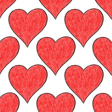Seamless pattern with red heart sign Illustrazione stock