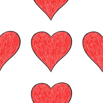 Seamless pattern with red heart sign Illustrazione stock