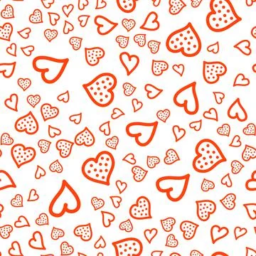 Seamless pattern, red heart symbol of love on a white background Stock Illustration